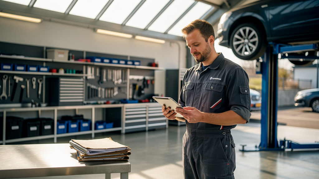 Moderne Nederlandse werkplaats die overstapt van papieren mappen naar tablet